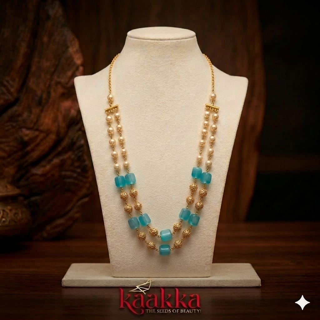 Blue Beads Multi-Chain Necklace - PC04