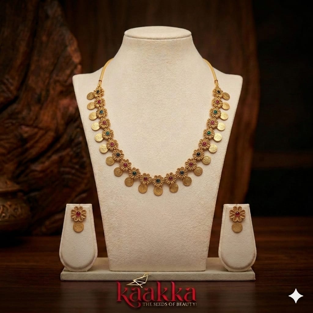 Lakshmi Kasu Necklace with Earrings - SN02