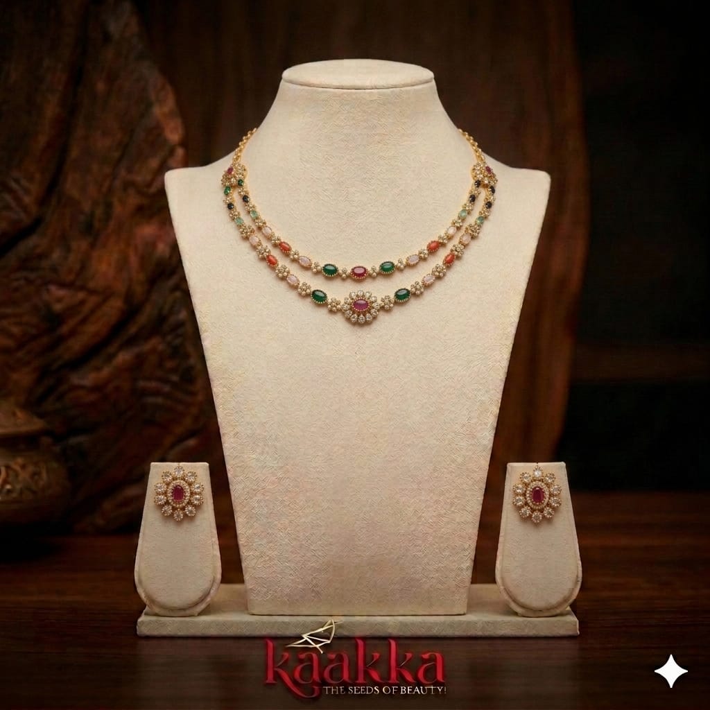 Multi-Coloured Premium Necklace with Earrings - SN09