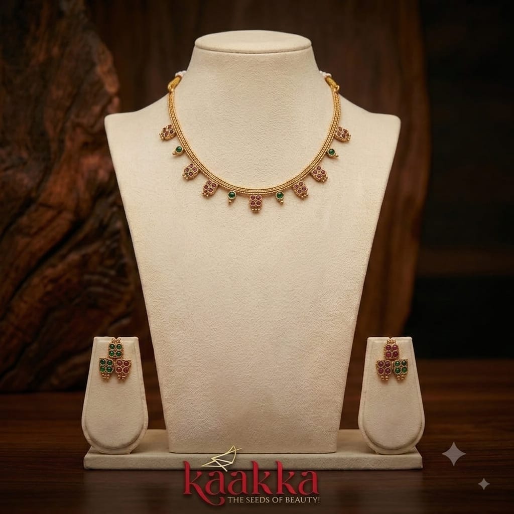 Floral Multi Colour Necklace with Earrings - SN25