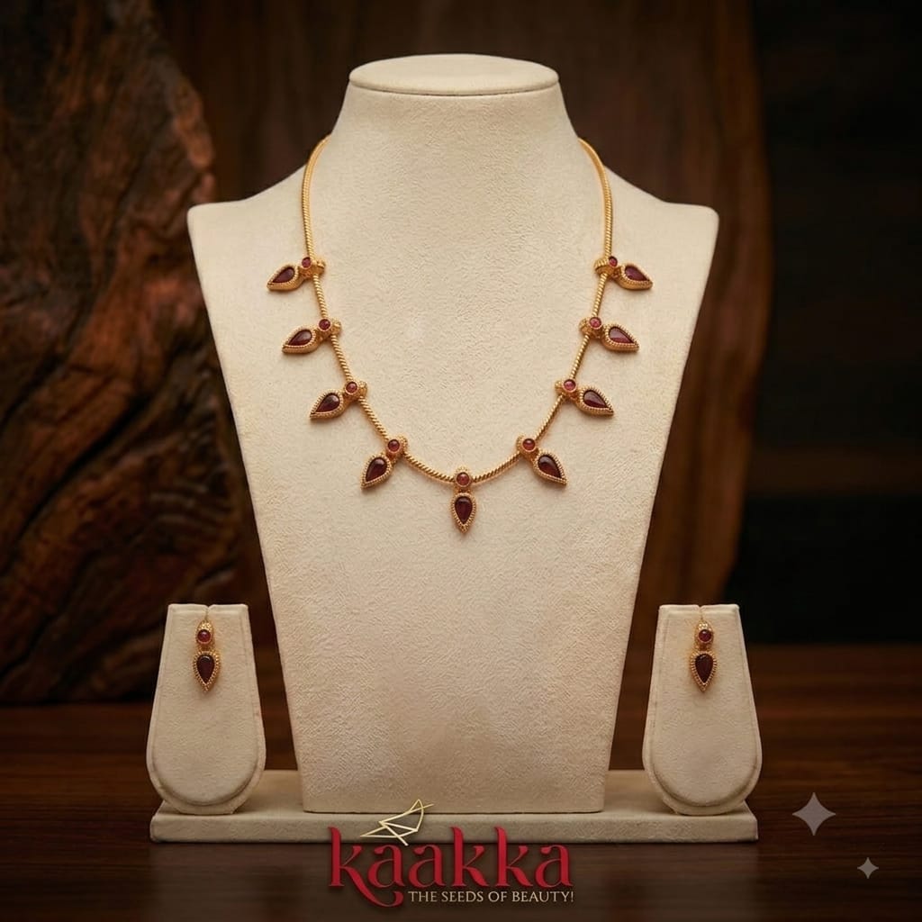 Palakka Gopi Ruby Stone Necklace with Earrings - SN24