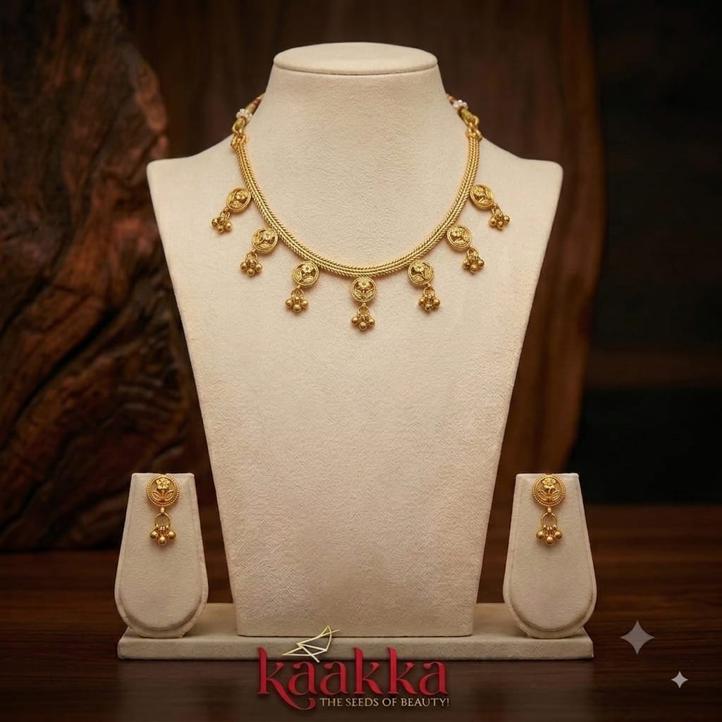 Coin Floral Necklace with Earrings - SN31