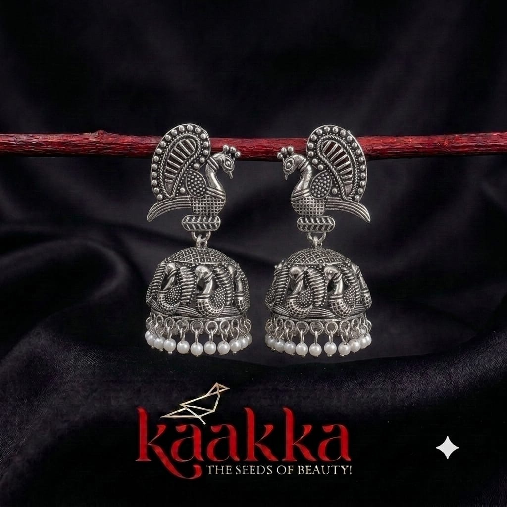 Oxidised Peacock Jhumka - BE05