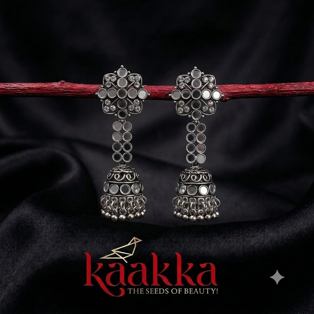 Oxidised Mirror Jhumka - HJ07