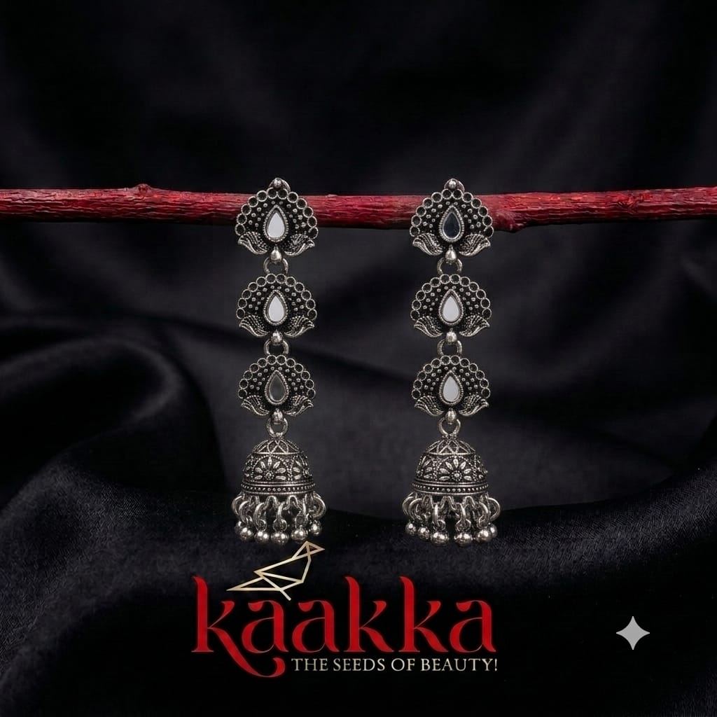 Oxidised peacock Drop Jhumka - HJ09