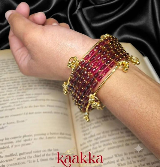 Maroon Raindrop Bangles with Gungroo - GG02