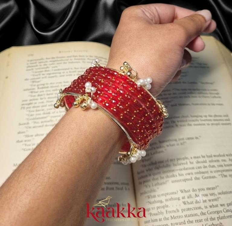 Red Raindrop Bangles with Gungroo - GG04