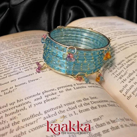 Light Blue Raindrop Bangles with Gungroo - GG08