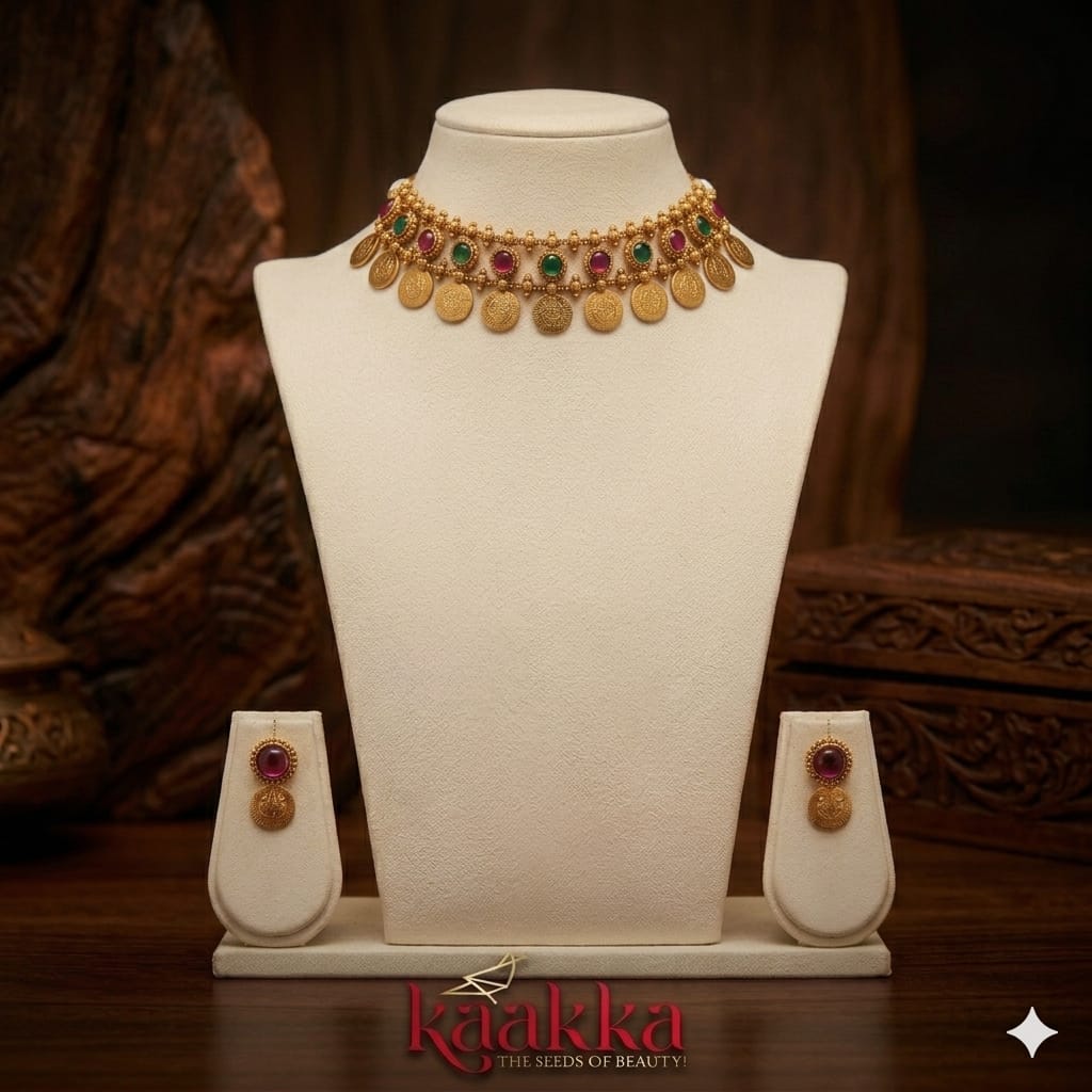 Multi-Colour Coin Choker with Earrings - CH05