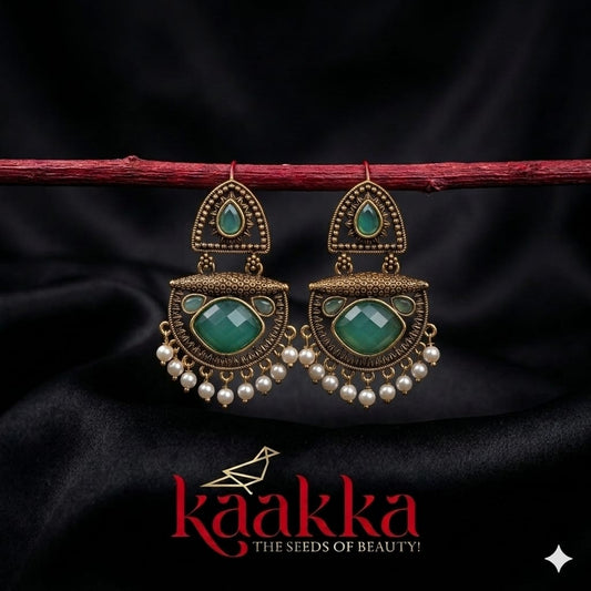 Green Stone Teardrop Earrings - EE08