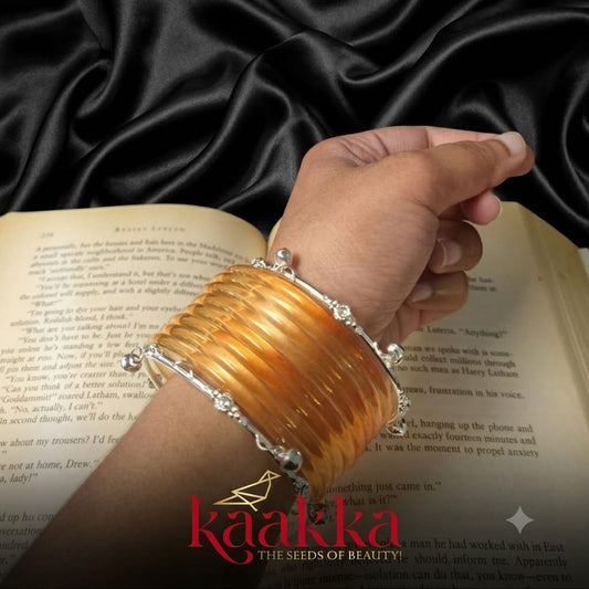 Honey Yellow Jelly Bangles with Gungroo - JB01