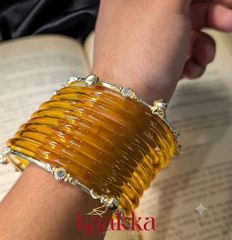 Yellow Jelly Bangles with Gungroo - JB05