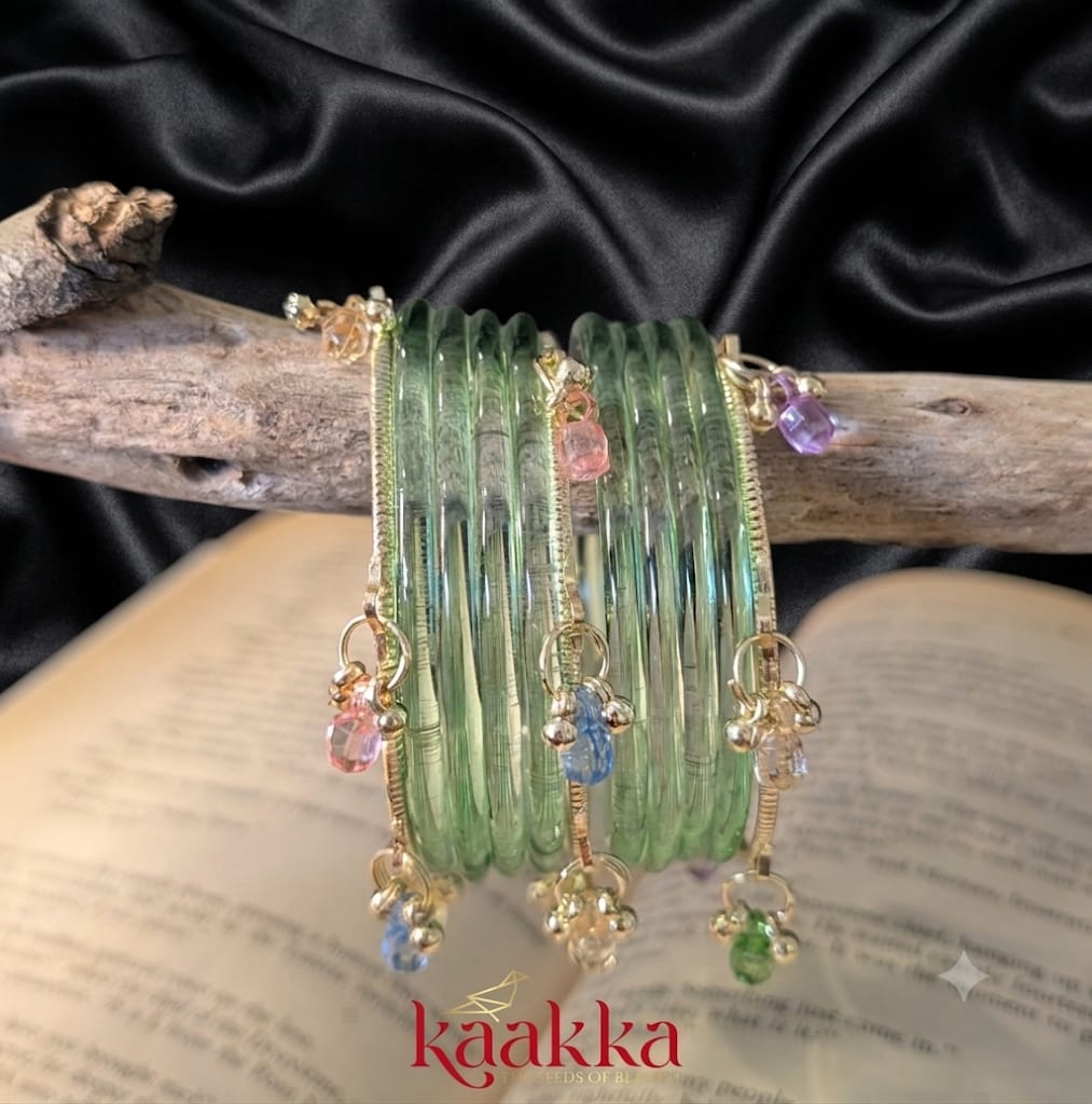 Pastel Green Jelly Bangles with Gungroo - JB06