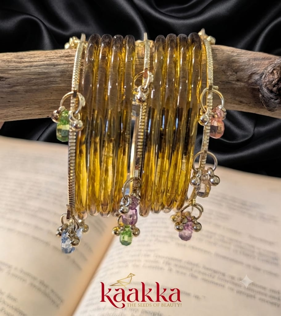Golden Yellow Jelly Bangles with Gungroo - JB07