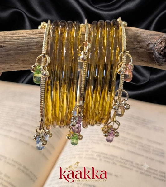 Golden Yellow Jelly Bangles with Gungroo - JB07