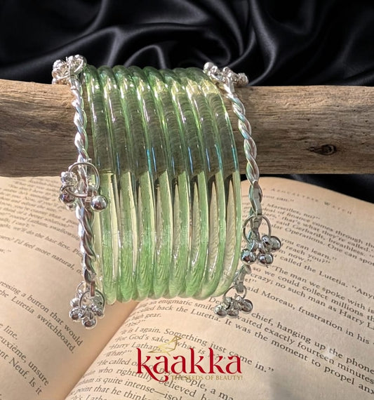 Pastel Green Jelly Bangles with Gungroo - JB08