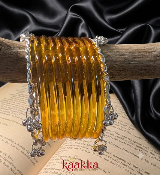 Golden Yellow Jelly Bangles with Gungroo - JB09