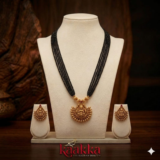 Black Beauty Long Necklace with Earrings - LN04
