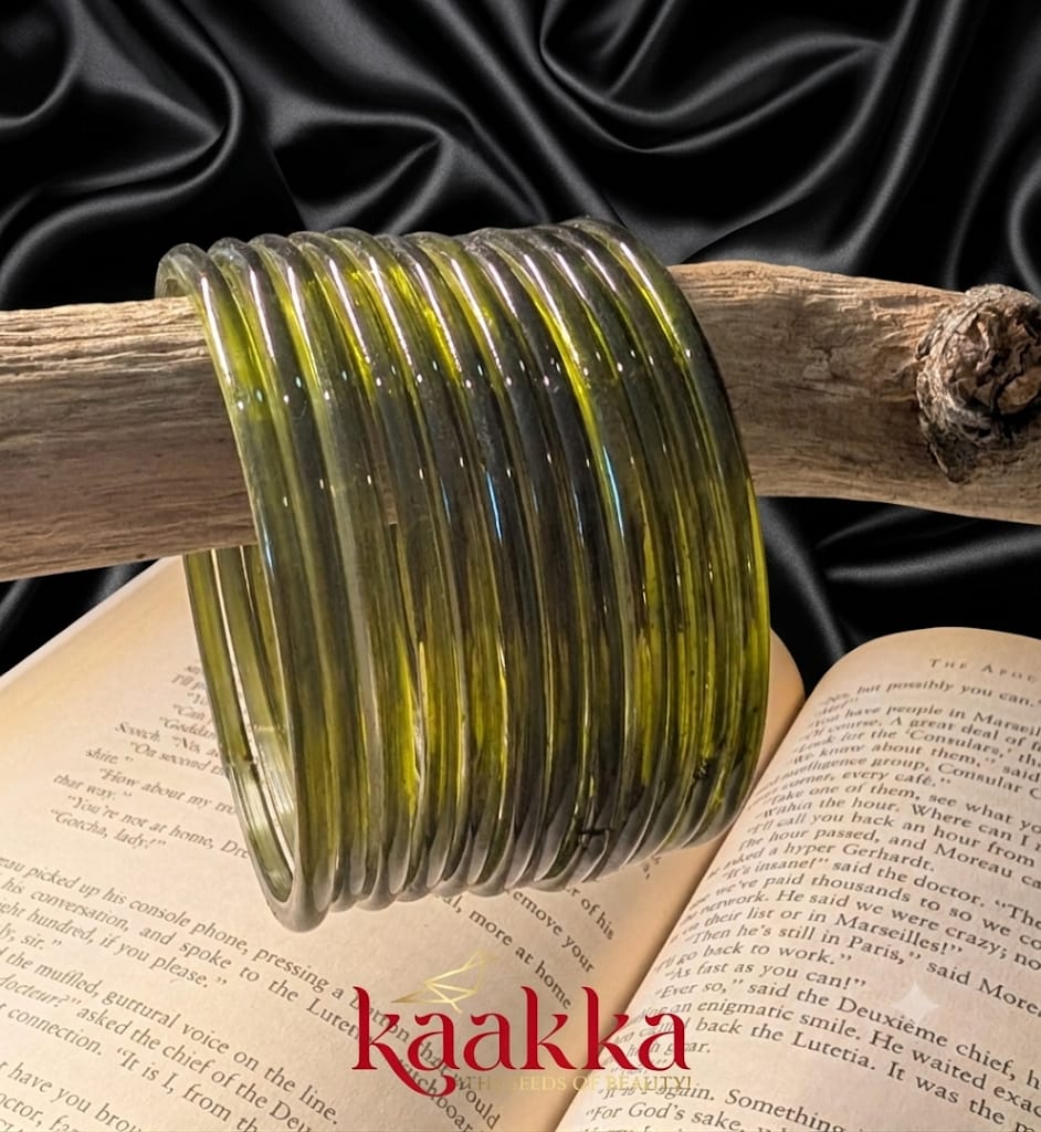 Olive Green Glass Bangles - NK04
