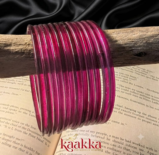 Onion Pink Glass Bangles - NK09
