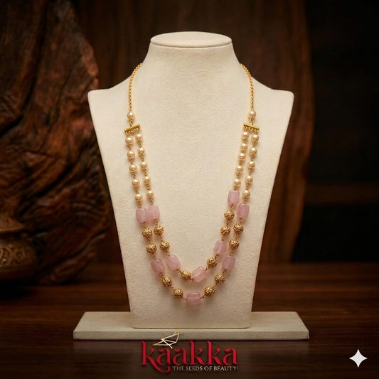Pink Beads Multi-Chain Necklace - PC03