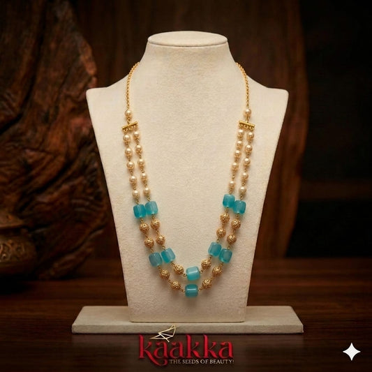 Blue Beads Multi-Chain Necklace - PC04