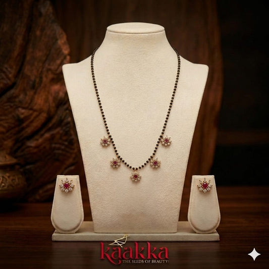 Floral Pendant Chain with Earrings - SC03