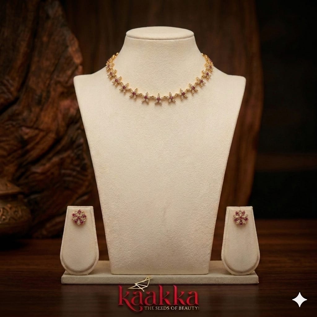 Floral Necklace with Earrings - SN07