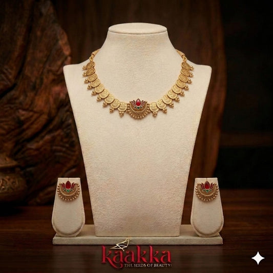 Lakshmi Coin Necklace with Earrings - SN08