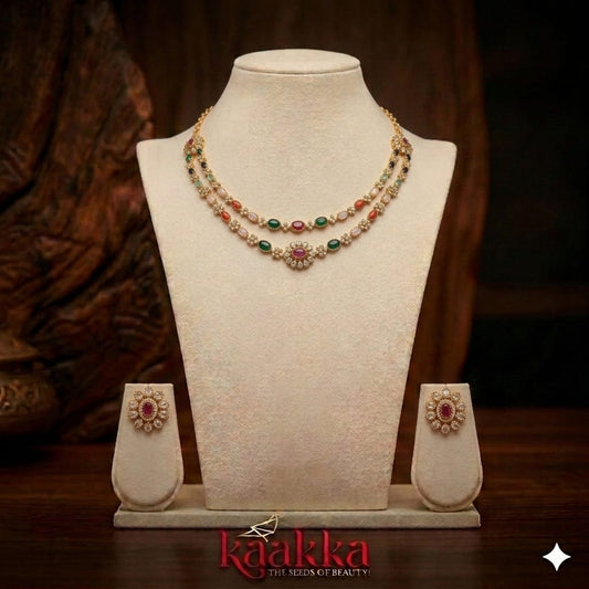 Multi-Coloured Premium Necklace with Earrings - SN09