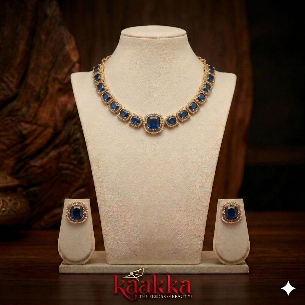 Premium Royal Blue Necklace with Earrings - SN11