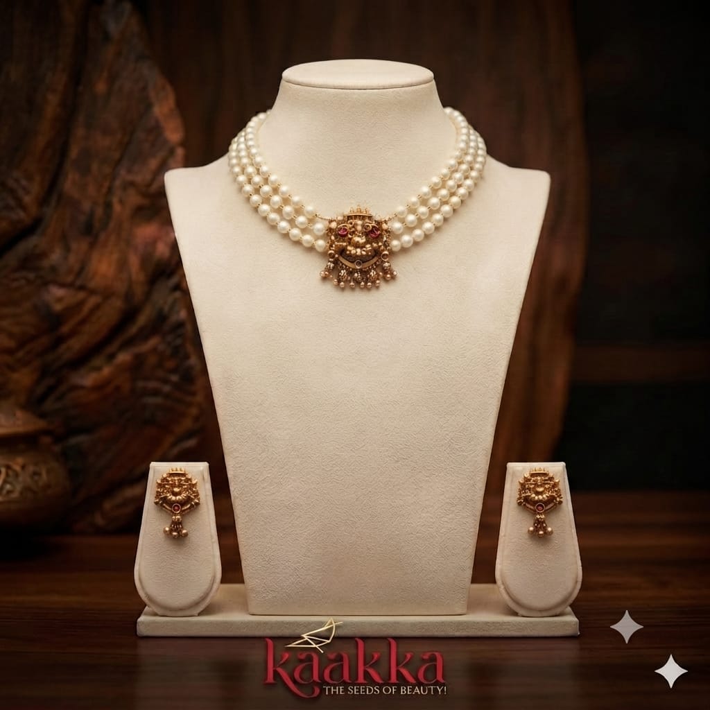 Three-Row Choker with Earrings - CH06