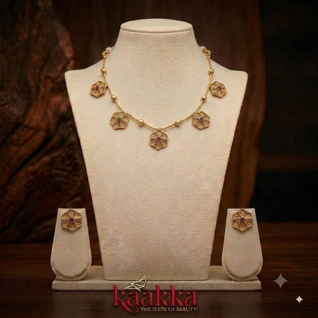 Multi colour Petals Necklace with Earrings - SN36
