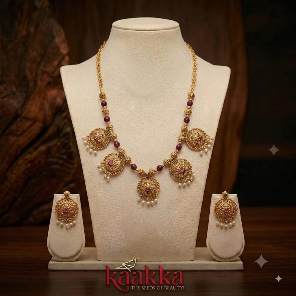 Premium Quality Multi Colour Floral Necklace with Earrings - SN23