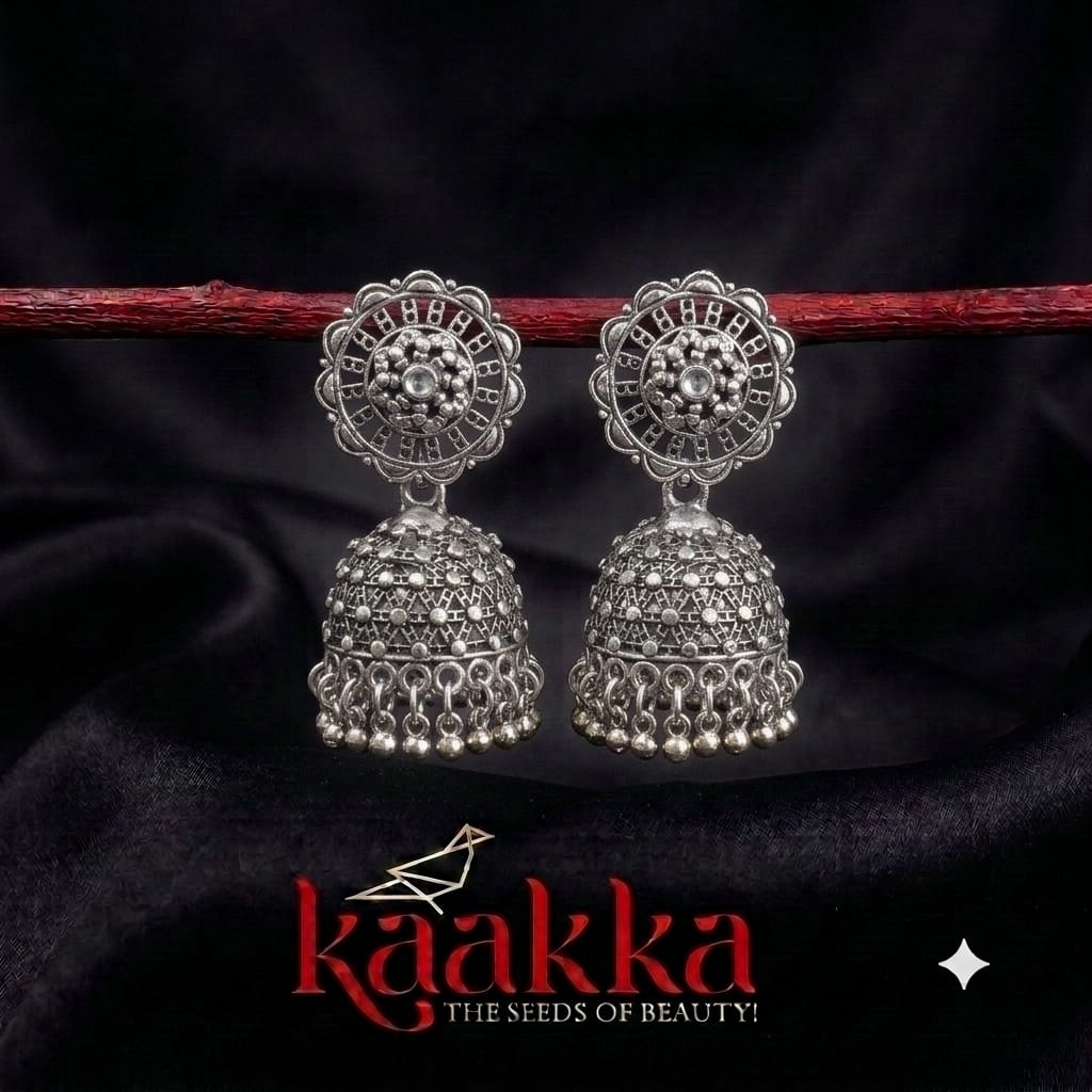 Oxidised Net Jhumka - BE09