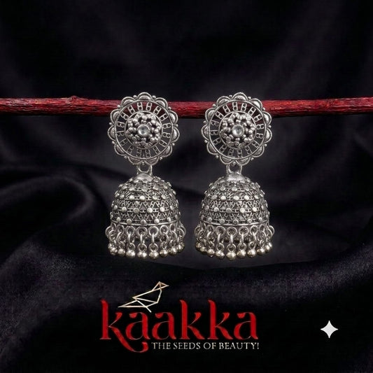 Oxidised Net Jhumka - BE09