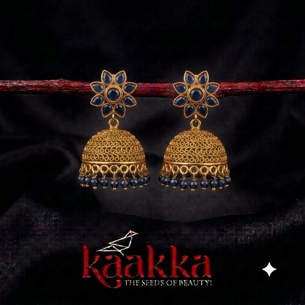 Blue Drops Lotus Jhumka - TJ09