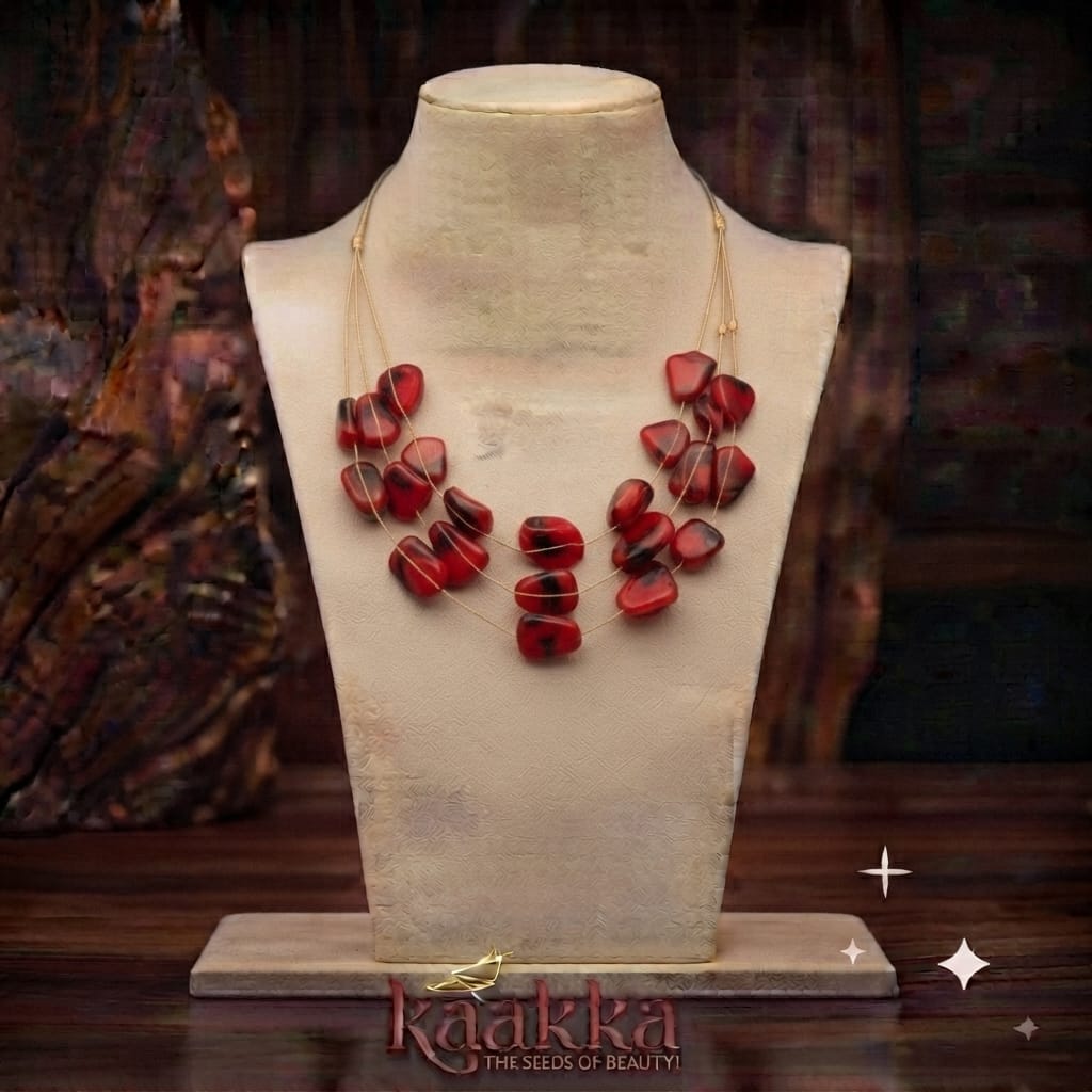 Red And Black Marble Layer Necklace - PC06