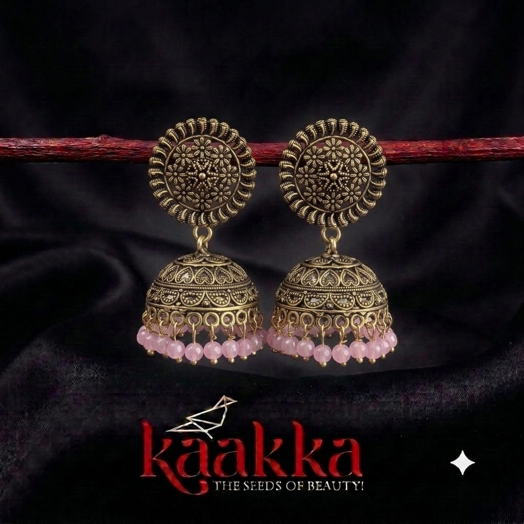 Pink Heart Jhumka - BE11