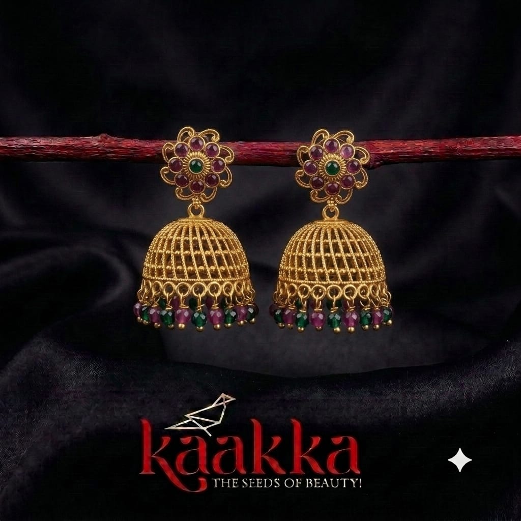 Kemp Stone Multi colour Jhumka - TJ04
