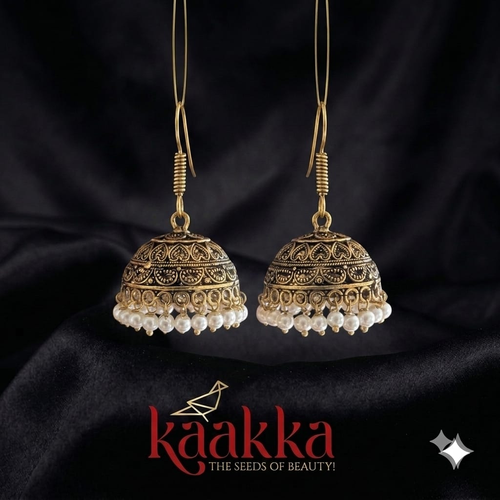 White Drops Heart Jhumka - BE14