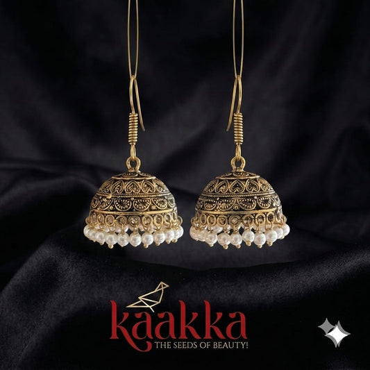 White Drops Heart Jhumka - BE14