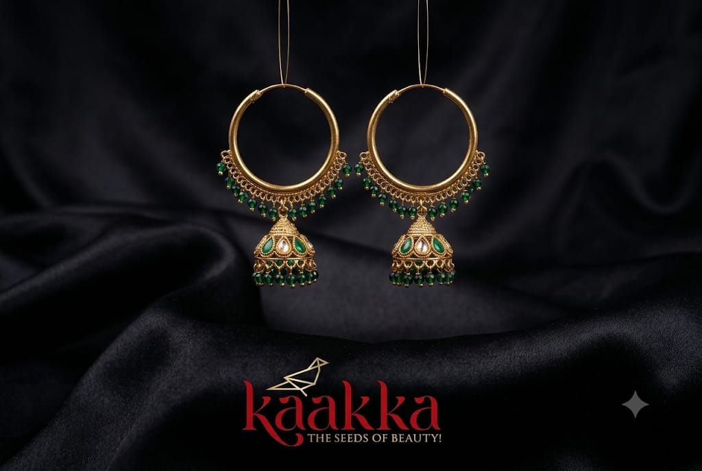 Green Drop Loop Jhumka - LJ07