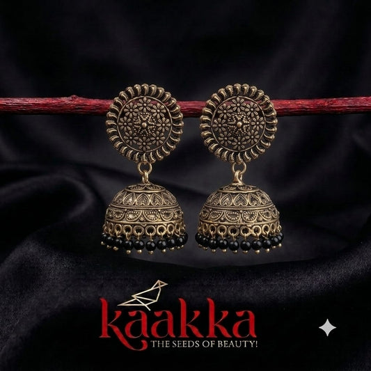 Black Heart Oxidised Jhumka - BE12