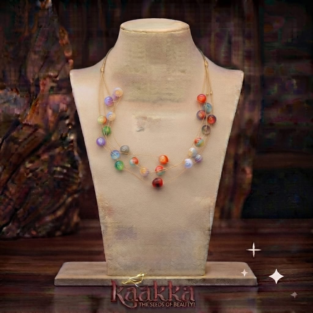 Multi Colour Glass Beads Necklace - PC07