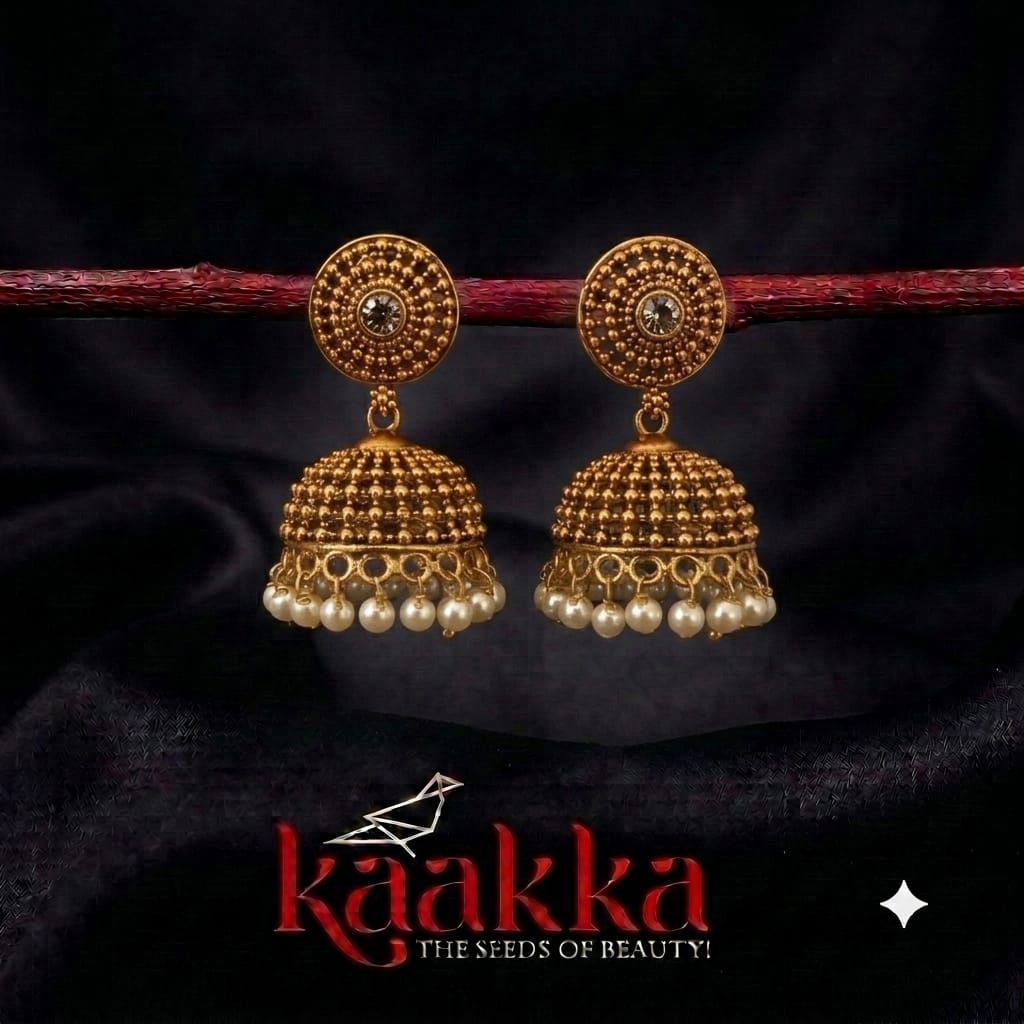 White adrop Drops Antique Jhumka - TJ07