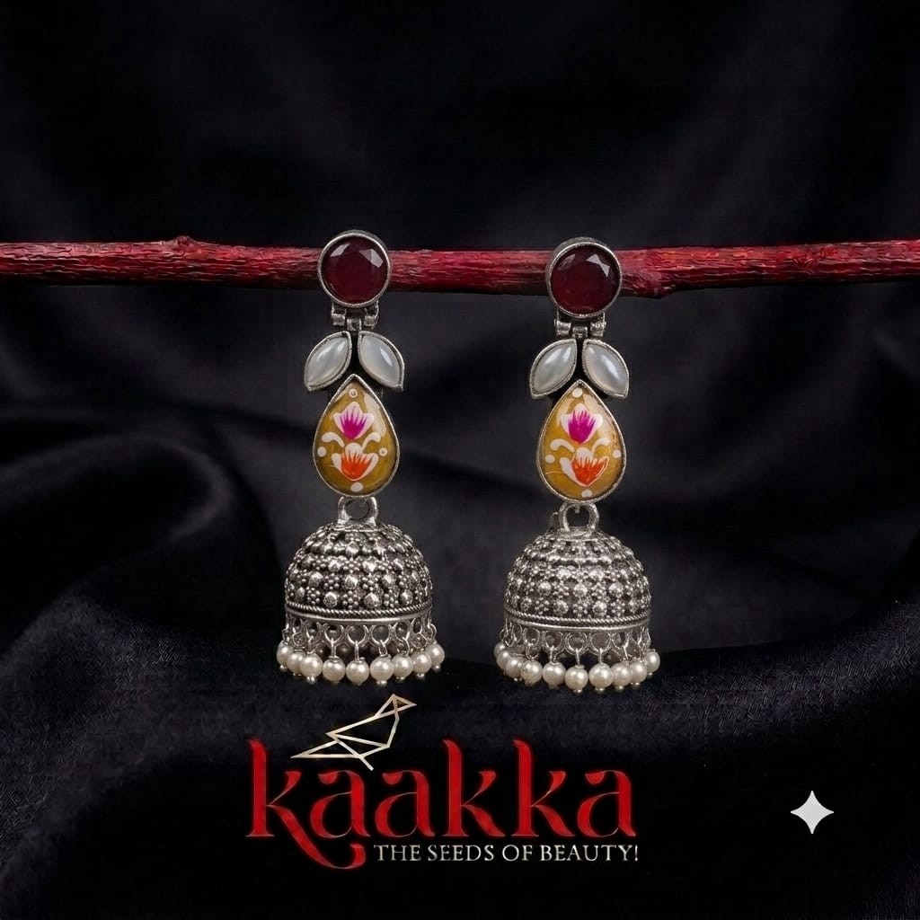 Multi Clr Hand Painted Jhumka - HJ13