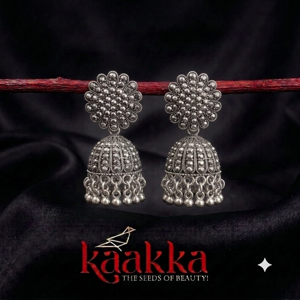 Oxidised Dot and Drop Jhumka - BE08