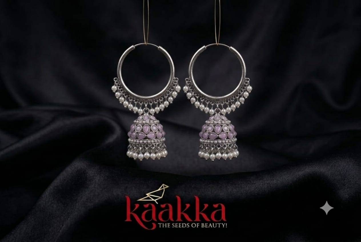Purple Stone Loop Jhumka - LJ04