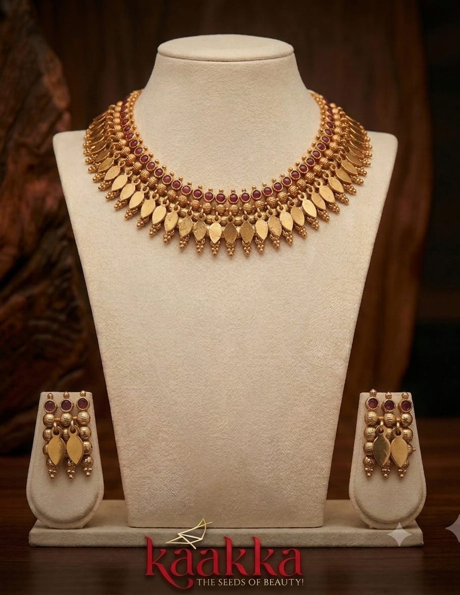 Ruby Stone Elakkathali Chocker with Earrings - CH10